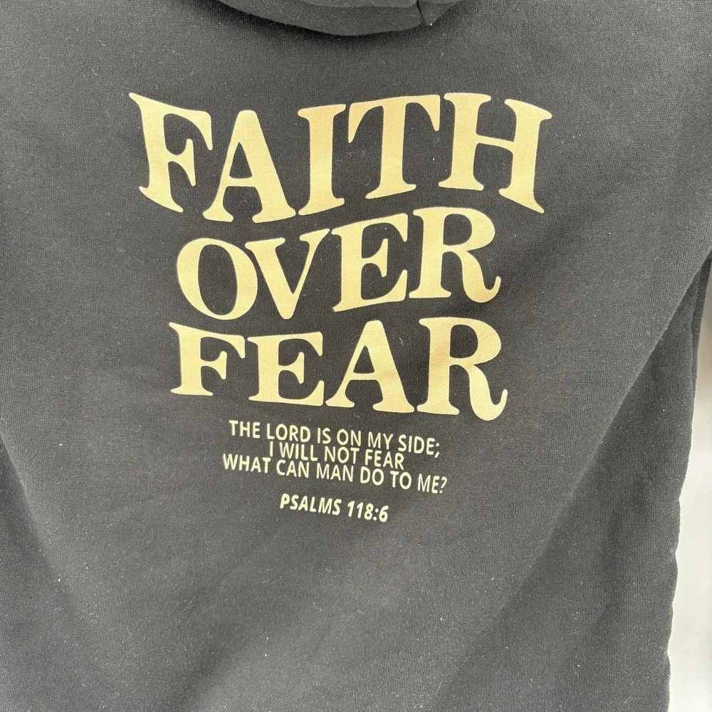 Faith Over‎ Fear Black Unisex Size Medium Black Hoodie 